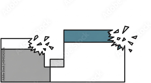 Abstract Illustration of Blocks Breaking Apart with Sharp Edges.
