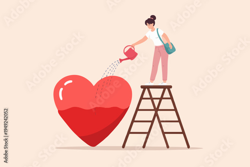 Woman Caring For Red Heart