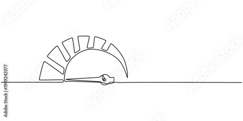Speedometer continuous one line drawing. Speed indicator, Internet car speed. Performance concept. Speedometer set. Fast speed sign. Vector illustration.