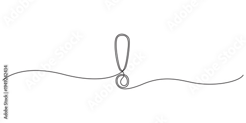 Exclamation mark continuous one line. Hand drawn black attention marks isolated on white background. Hands drawing graphic element important point. Idea symbol for design prints. Vector illustration