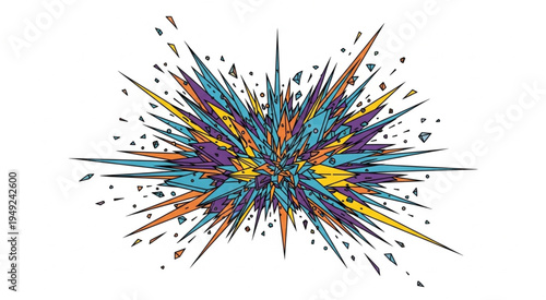 Colorful Abstract Explosion with Sharp Edges and Dynamic Composition.