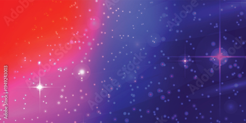 Abstract background with starry night sky and vibrant red blue gradient.