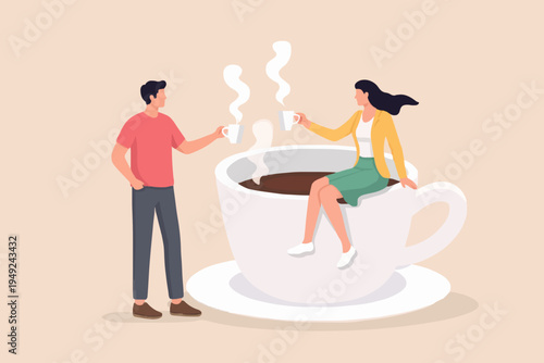 People with hot drinks