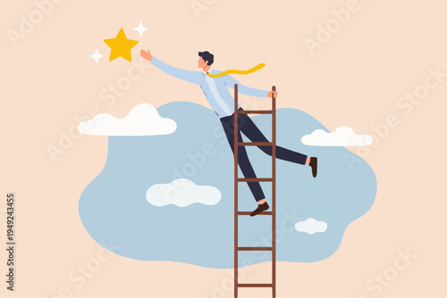 Man Climbing To Reach Star