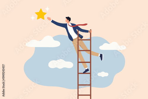 Man Climbing Ladder To Star