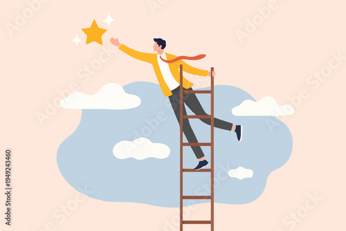 Man Climbing To Reach Star