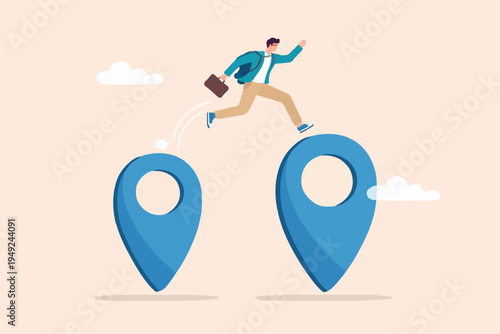 Business Man Jumping Over Gap