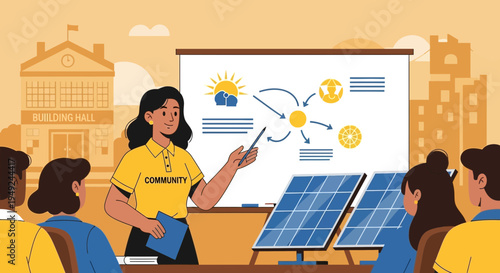 Community solar energy education presentation by instructor.