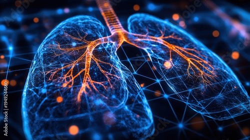 Futuristic Lungs A Digital Representation of Respiratory Health and Technology.