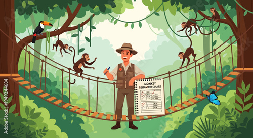 Man in Jungle Holding Research Document.