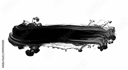 Abstract illustration of a black ink brush stroke with dynamic swirling effect