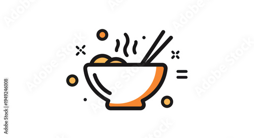 Noodle bowl illustration with chopsticks