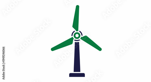 An icon of a wind turbine generating energy, set against a simple backdrop. This illustration represents renewable energy
