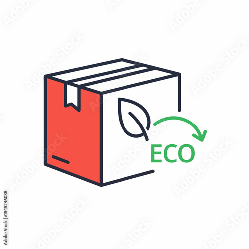 Eco-friendly package with a leaf symbol and recycling sign, symbolizing environmental consciousness