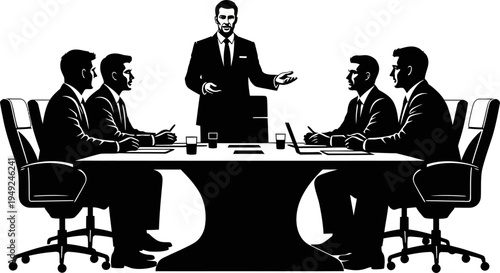 Business Team Meeting Silhouette Vector