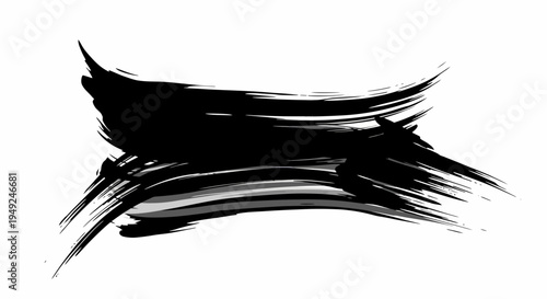 Dynamic black brush strokes on a surface, creating a bold artistic statement