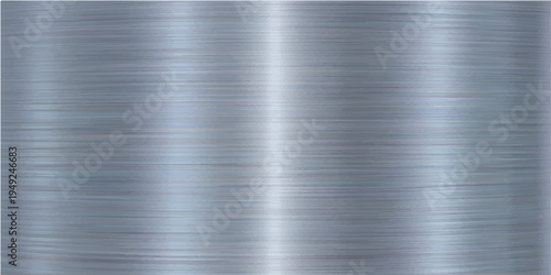 Polished silver aluminum plate with a brushed stainless steel texture and shiny metallic reflection on a grey industrial alloy surface for a textured wallpaper pattern