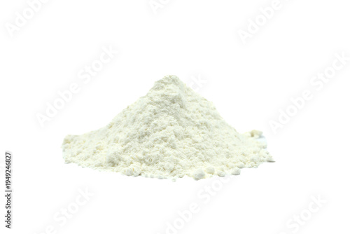 pile of white wheat flour isolated on white background for baking design