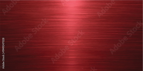 Brushed red metallic surface featuring a seamless textured pattern of dark steel and aluminium material for a modern industrial design wallpaper