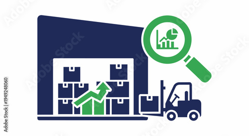 Warehouse analysis, an illustration showing rising growth