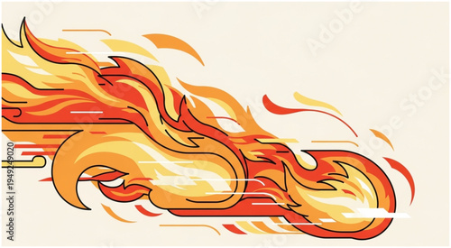 Stylized Flames Illustration - Dynamic Fire Design with Bold Outlines.