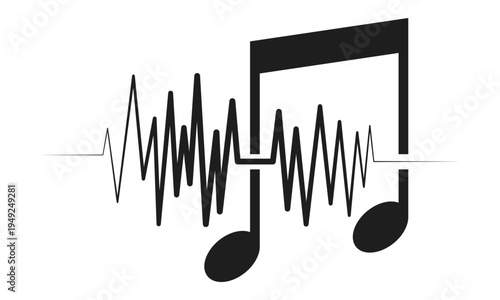 music notes with waveform wave music border clipart sticker illustration