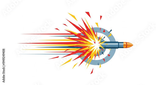 Bullet Hitting Target with Colorful Explosion Effect.