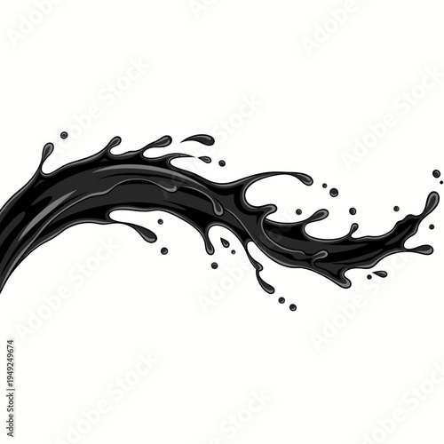An illustration of a flowing black liquid splash. It looks like it is spreading or flowing