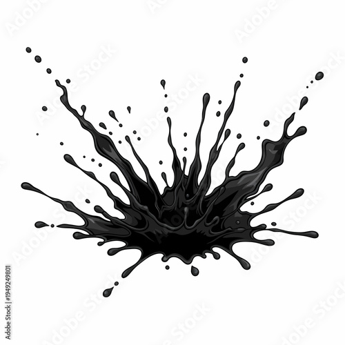 A splash of dark black liquid spreading out