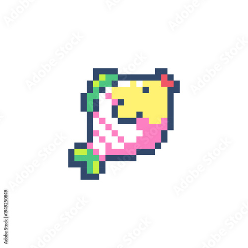 Pixel Art Cute Fish Icon. 8 Bit Retro Pet Animal Illustration for Game Assets, Sticker, UI and Mobile Design
