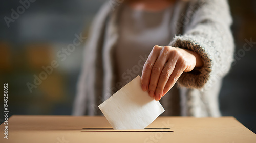 Woman Voting Ballot Box