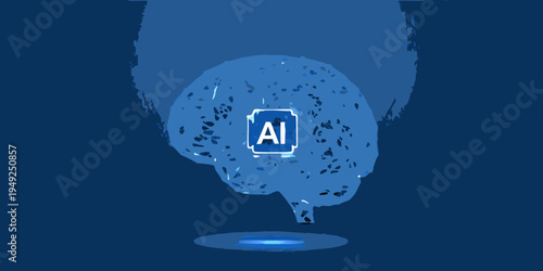 Artificial intelligence concept a brain shape with an ai symbol
