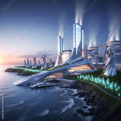 Futuristic Coastal Cityscape - A Vision of Tomorrows Architecture.