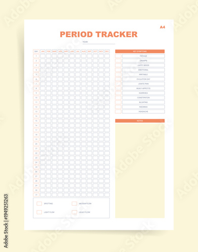 Woman calendar, Period Tracker Diary Template Design.