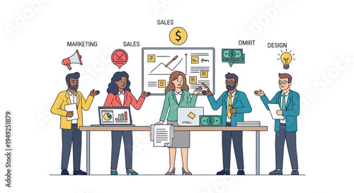 Business people working together on sales and marketing strategy