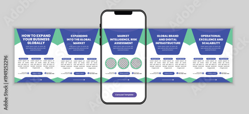 Global Brand Growth Strategy Social Media Carousel Template for Business Corporate Consulting