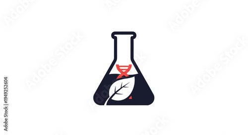 Beaker with a leaf inside.