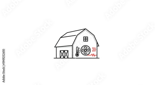 Barn with a large wooden wheel.
