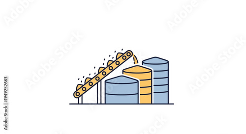 Bitcoin Cryptocurrency Mining Process Illustration.