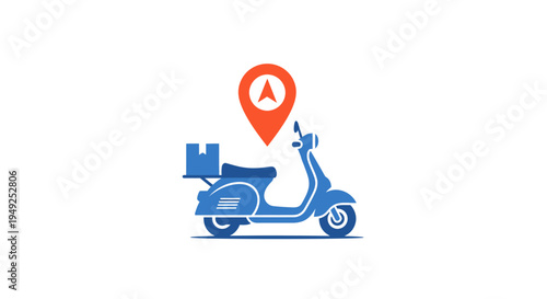 Blue Delivery Scooter with Box.