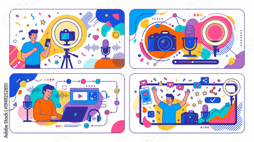 Vloggers Create Content with Cameras and Microphones for Online Broadcasting