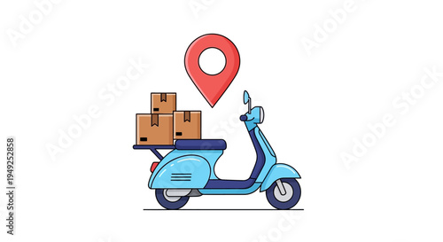Blue scooter with delivery packages.