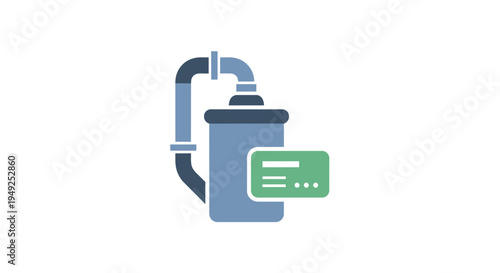 Blue Recycling Bin with Green Label.