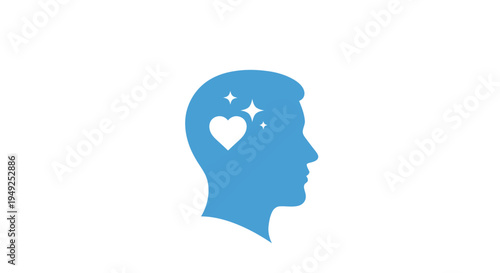 Blue silhouette of a human head.