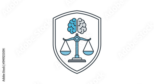 Brain and balance scale logo symbol.