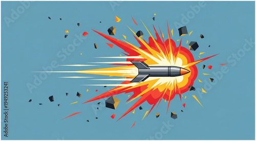 Rocket Impact - A High-Speed Projectile Explosion Illustration.