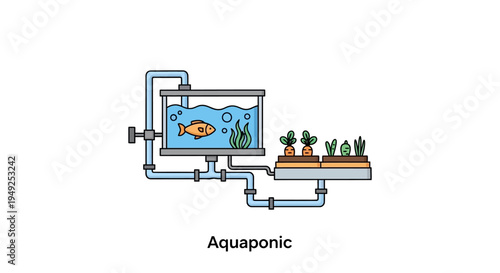 Aquaponic system with fish and plants.