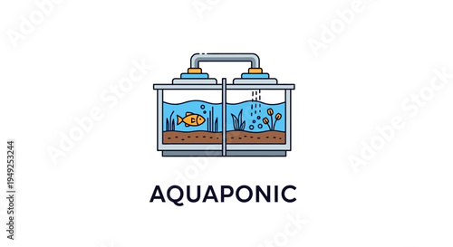 Aquaponic system with fish tank.