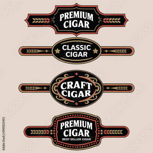 cigar label design featuring hand drawn vintage aesthetics, perfect for luxury tobacco branding, premium packaging, and classic gentleman's club style illustrations.