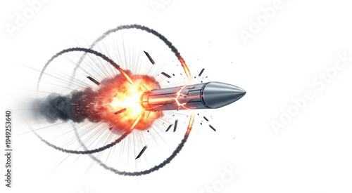 High-Speed Bullet Piercing Through Air with Shockwaves and Fire.